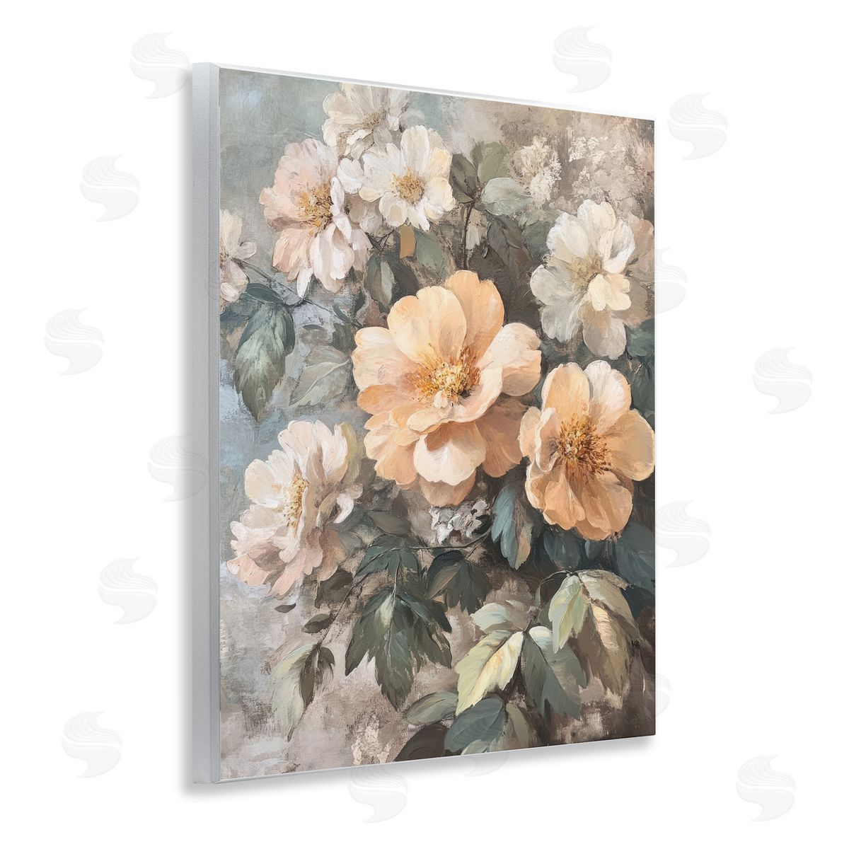 Soft Floral Arrangement Wood Plaque Wall Art, Home Decor by Petal Prints Design