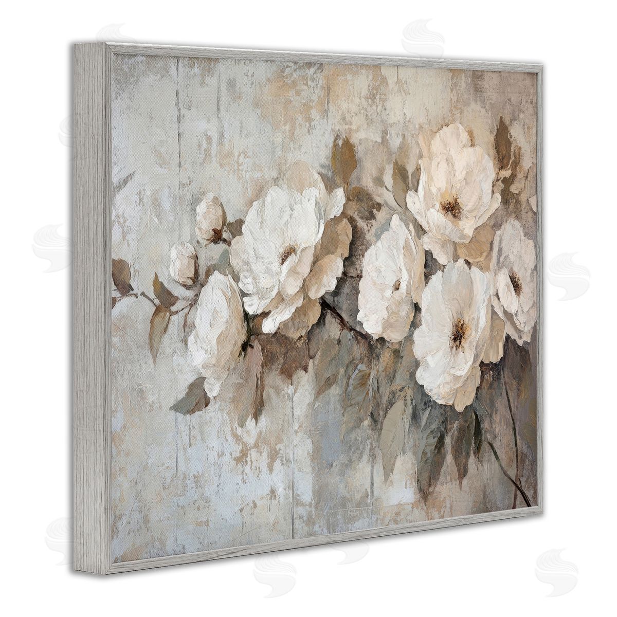 Summer Daze Blossoms Grey Frame Print Wall Art, Home Decor by Petal Prints Design
