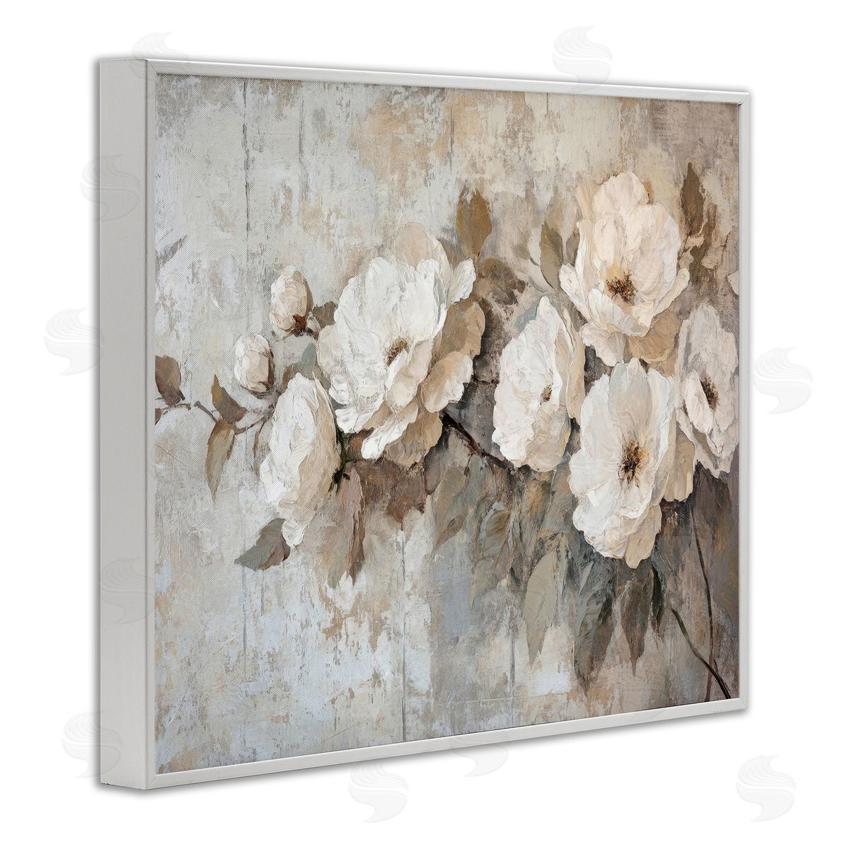 Summer Daze Blossoms White Frame Print Wall Art, Home Decor by Petal Prints Design