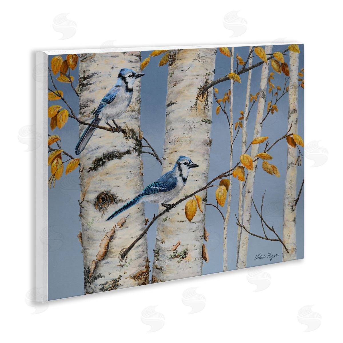 Blue Jay Autumn Day Wood Plaque Wall Art, Home Decor by Valerie Rogers