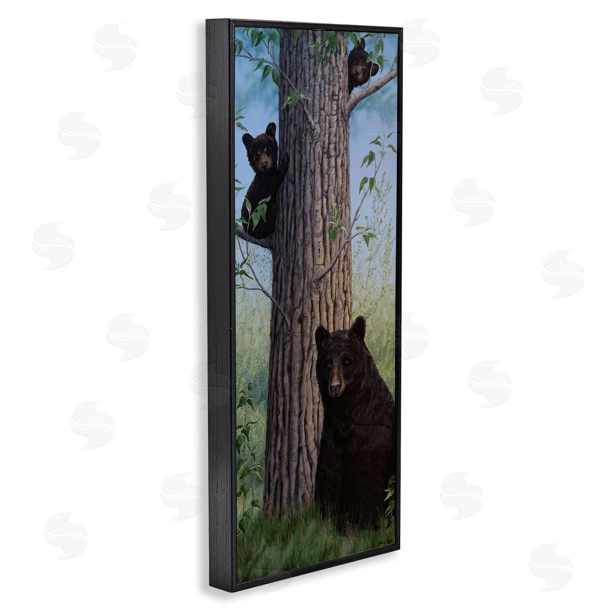 Mama Bear & Cubs Black Frame Print Wall Art, Home Decor by Valerie Rogers