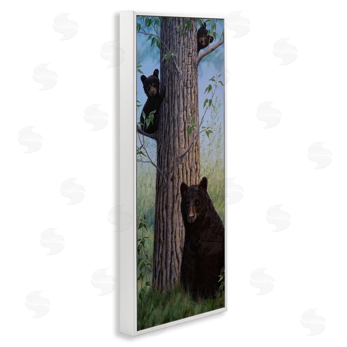 Mama Bear & Cubs White Frame Print Wall Art, Home Decor by Valerie Rogers