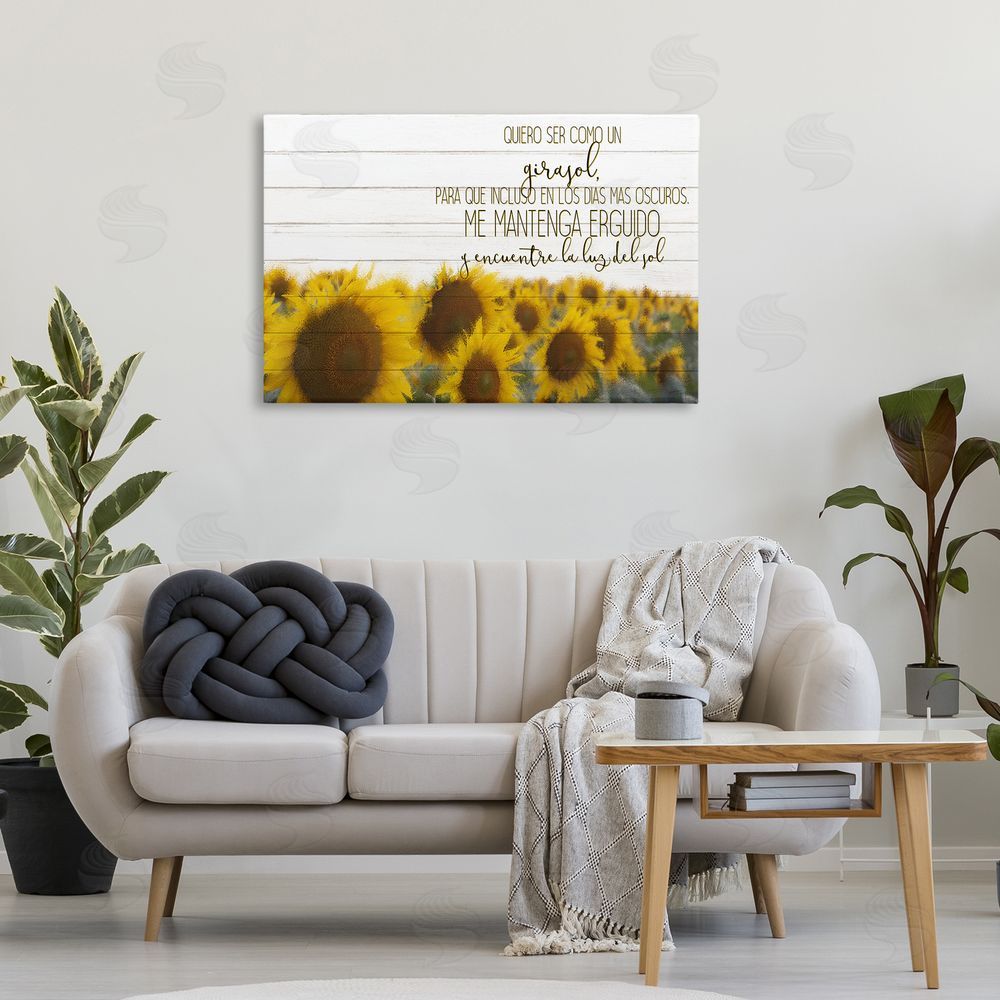 Kim Allen Quiero Ser Como un Girasol Canvas Wall Art Print in Room