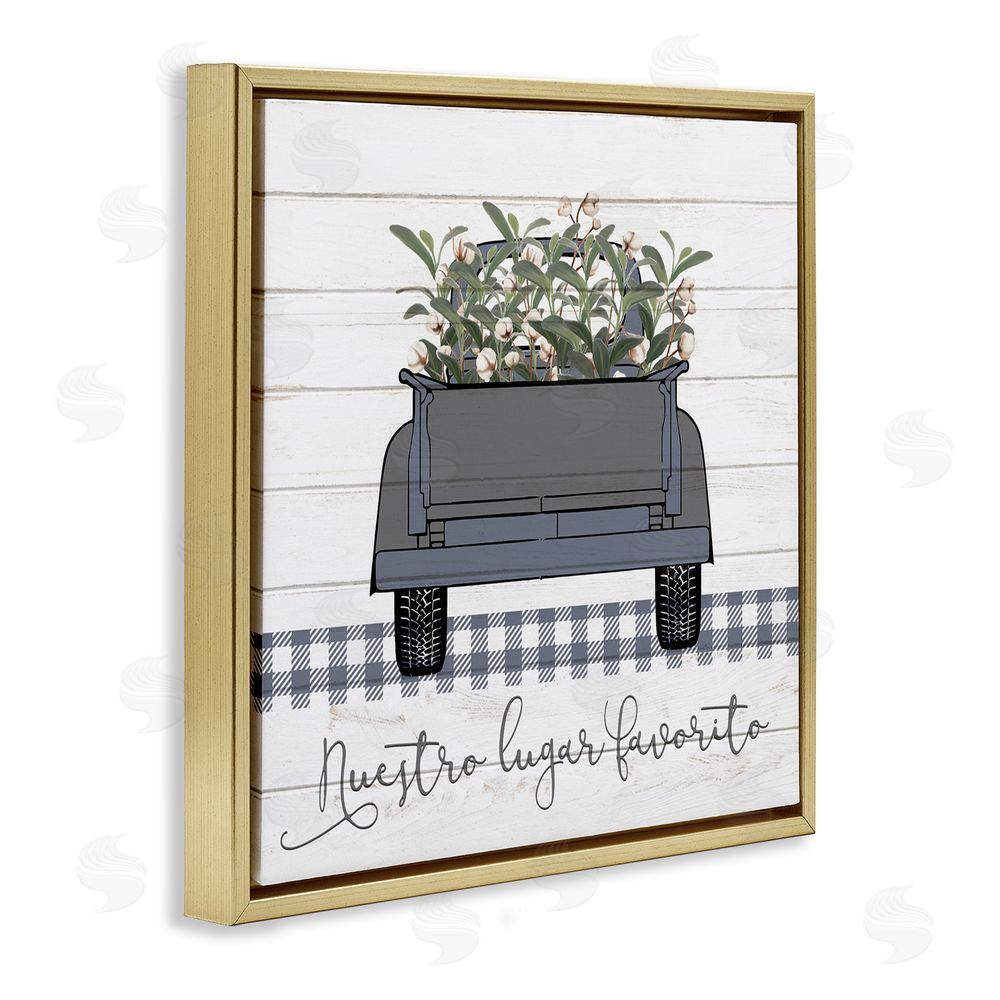 Kim Allen Nuestro Lugar Favorito con Camión Gold Floating Frame Canvas Wall Art Print