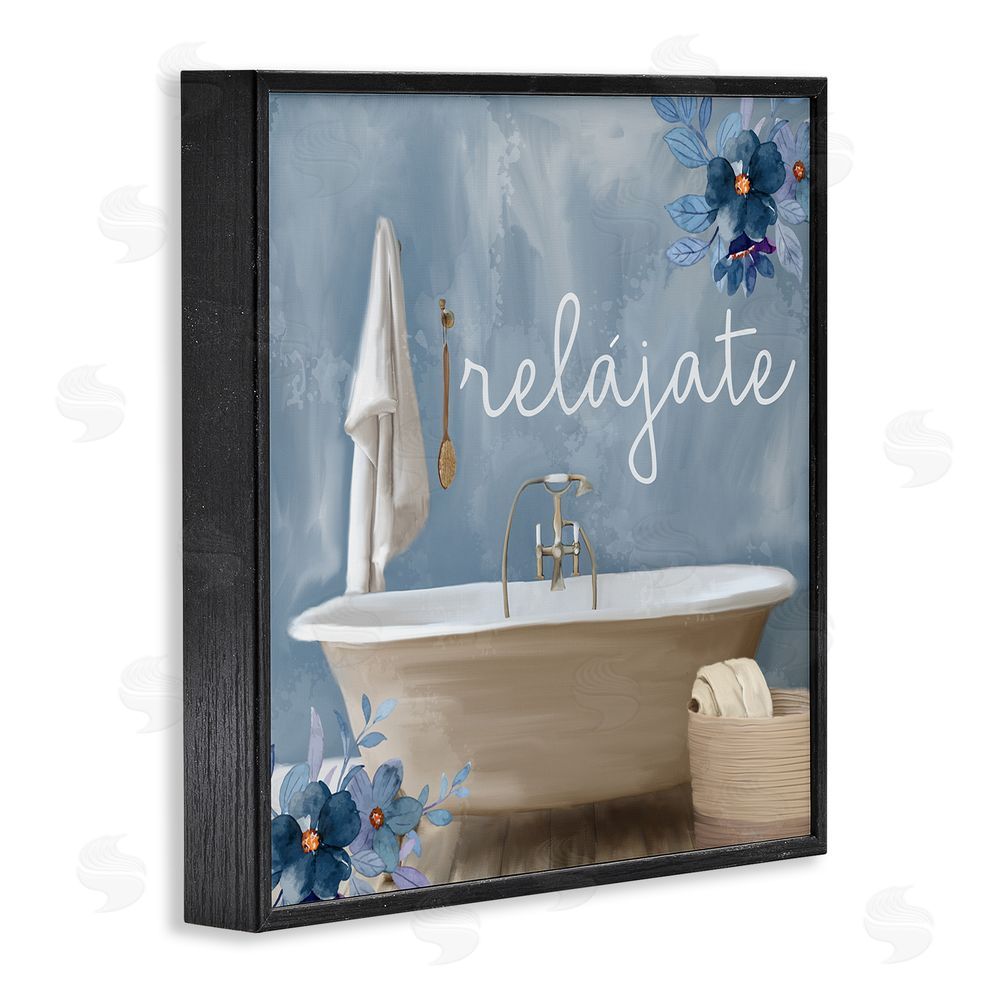 Kim Allen Relájate con Baño Floral Black Framed Giclee Wall Art Print