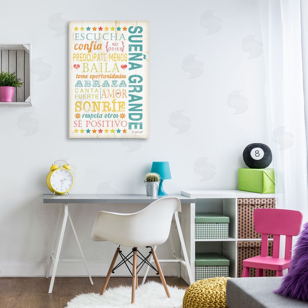 Jennifer Pugh Sueña Grande Frases Positivas Canvas Wall Art Print in Room