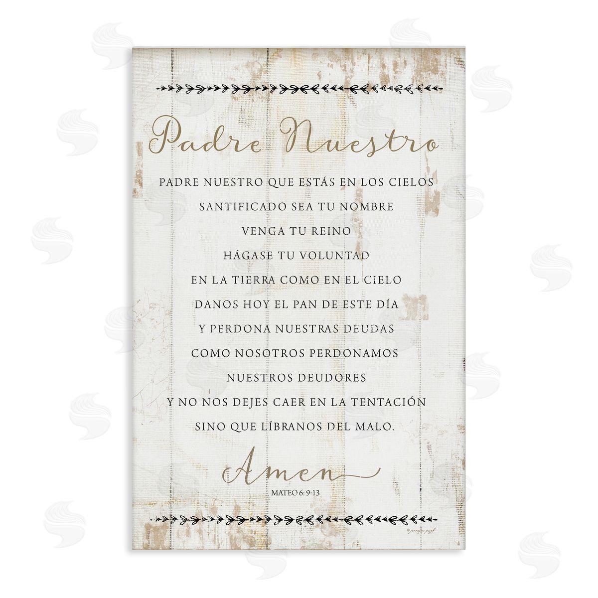 Jennifer Pugh Padre Nuestro Oración Canvas Wall Art Print