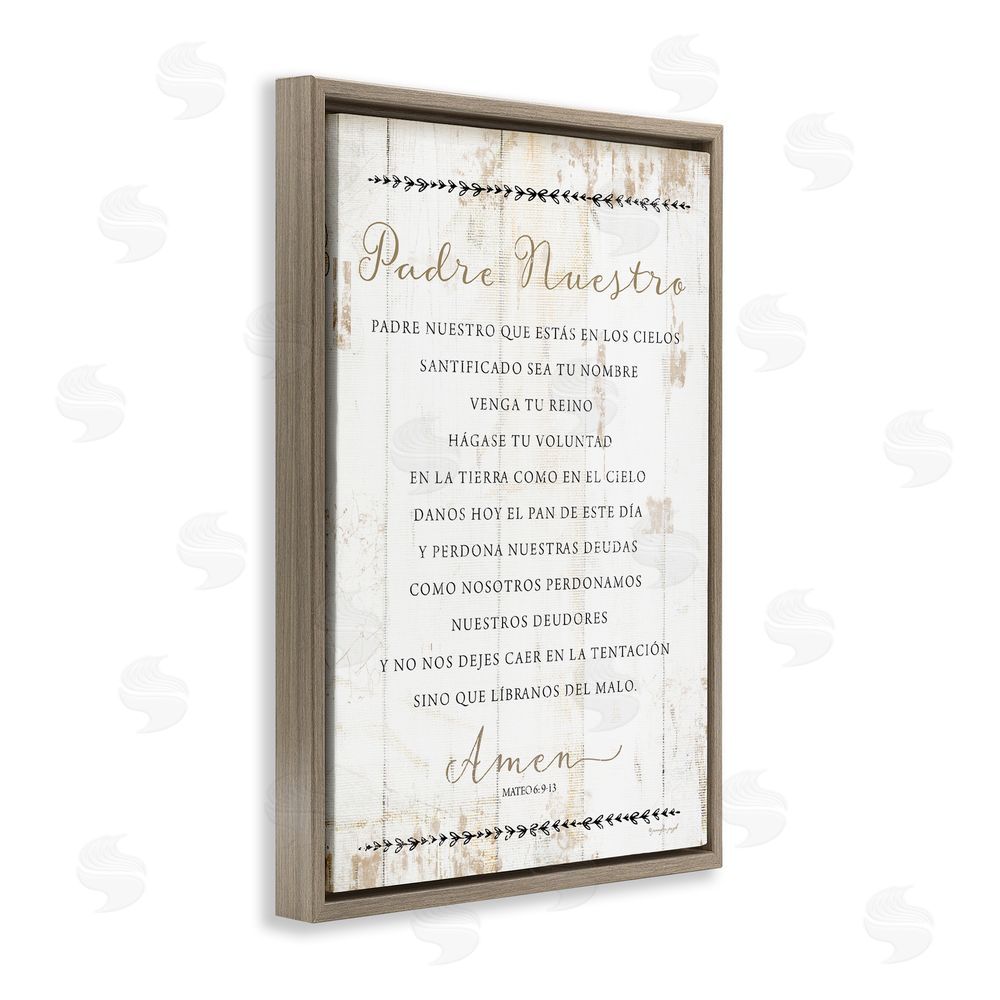 Jennifer Pugh Padre Nuestro Oración Brown Floating Frame Canvas Wall Art Print