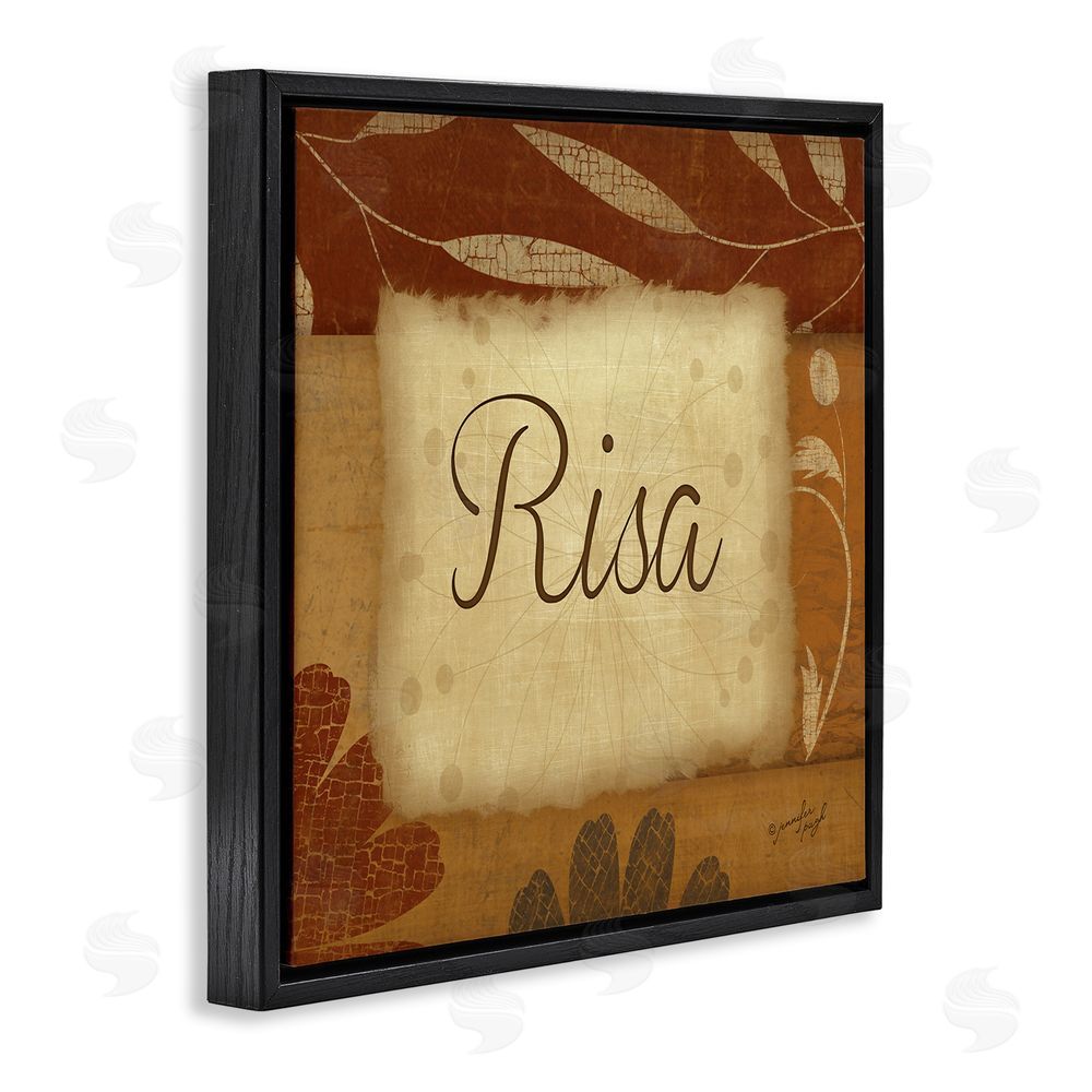 Jennifer Pugh Risa con Flores Tradicionales Black Floating Frame Canvas Wall Art Print