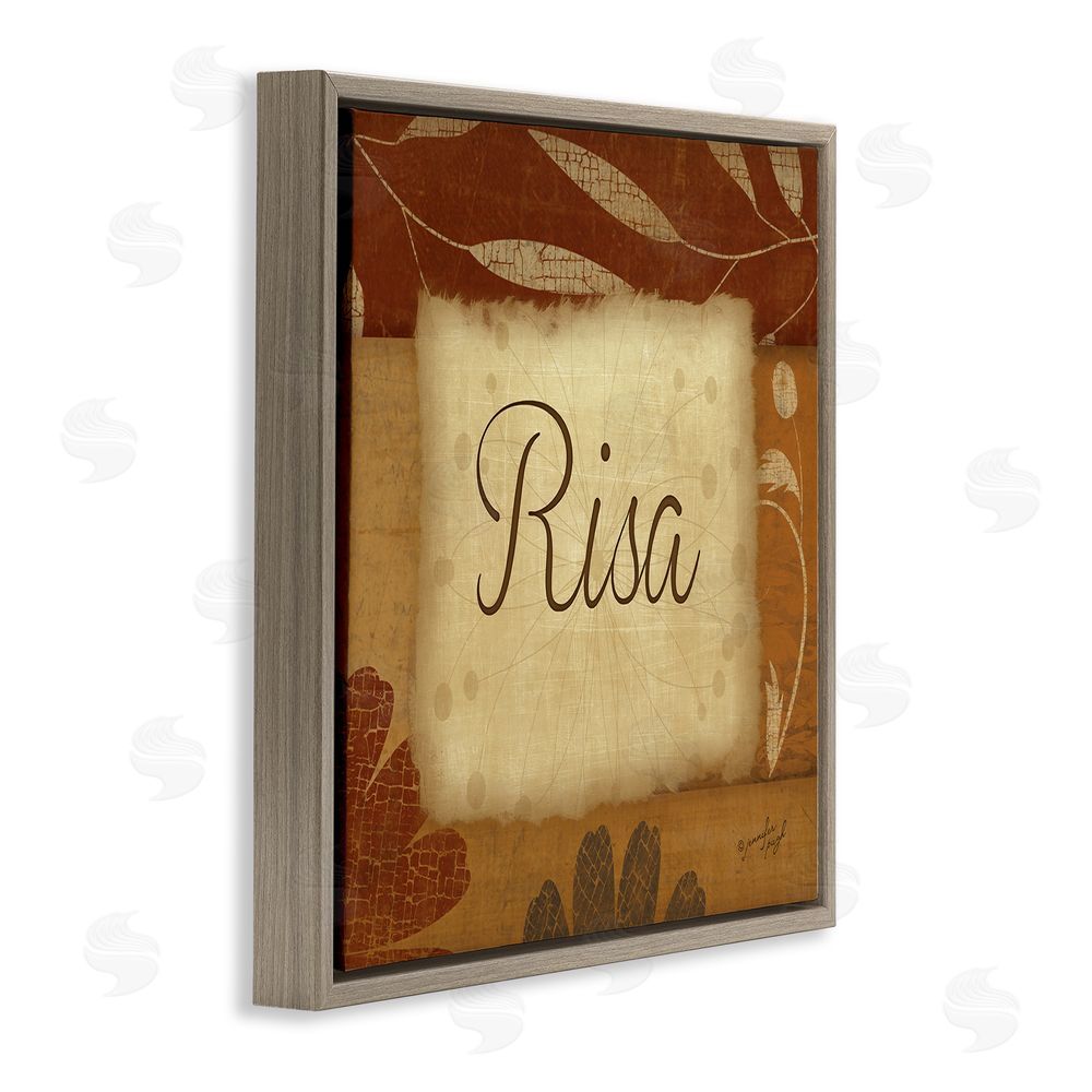 Jennifer Pugh Risa con Flores Tradicionales Brown Floating Frame Canvas Wall Art Print