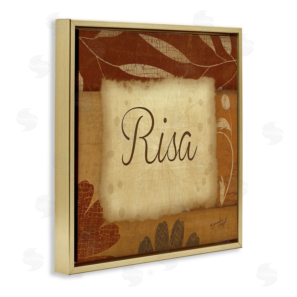Jennifer Pugh Risa con Flores Tradicionales Gold Floating Frame Canvas Wall Art Print