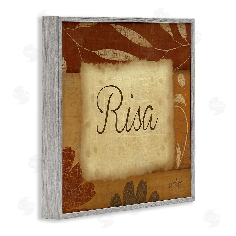 Jennifer Pugh Risa con Flores Tradicionales Gray Framed Giclee Wall Art Print