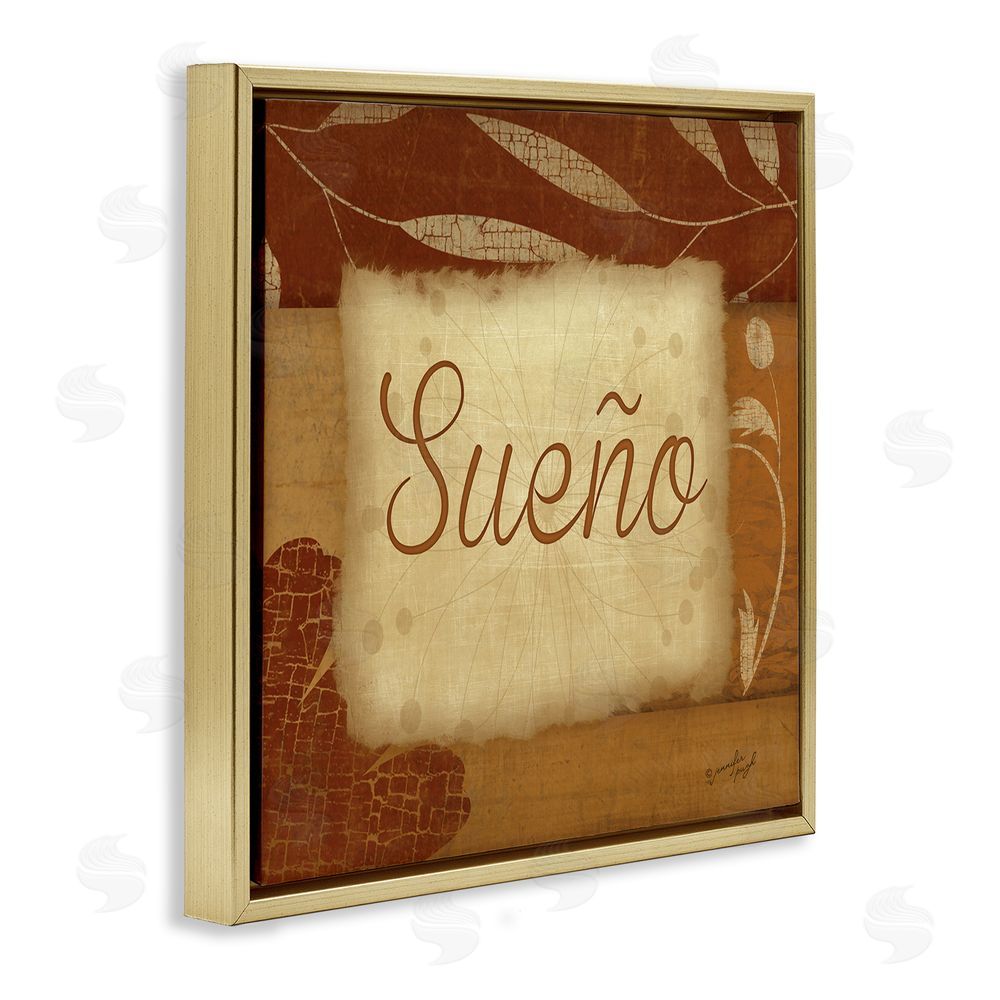 Jennifer Pugh Sueño con Flores Tradicionales Gold Floating Frame Canvas Wall Art Print