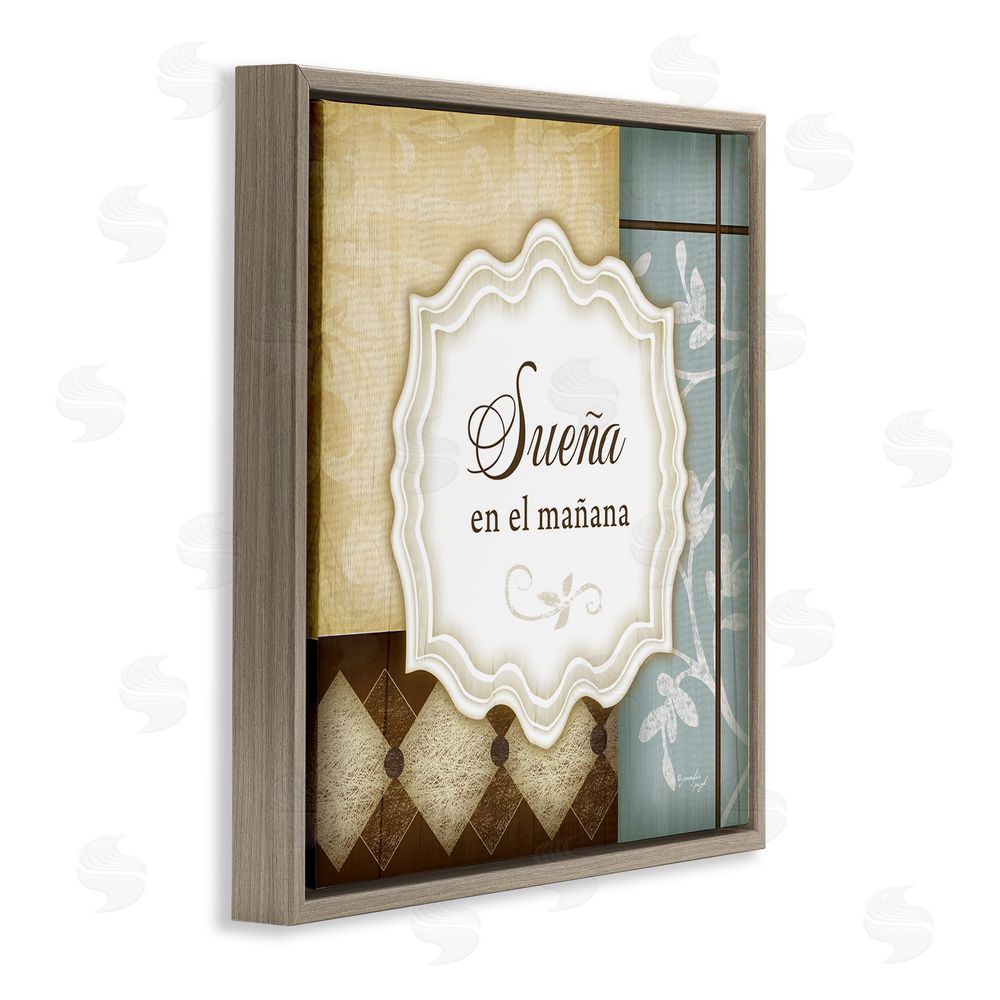 Jennifer Pugh Sueña en el Mañana Brown Floating Frame Canvas Wall Art Print
