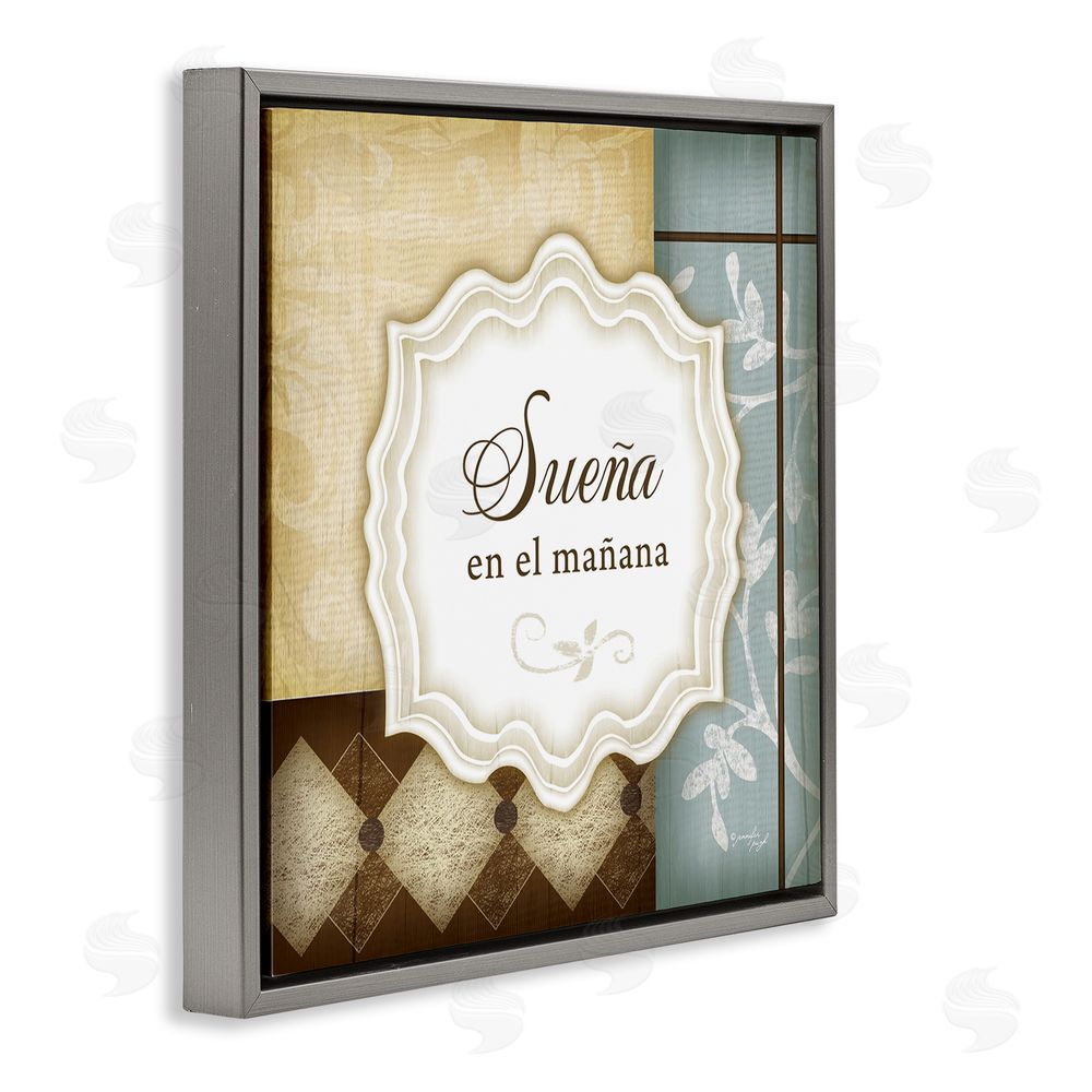 Jennifer Pugh Sueña en el Mañana Gray Floating Frame Canvas Wall Art Print