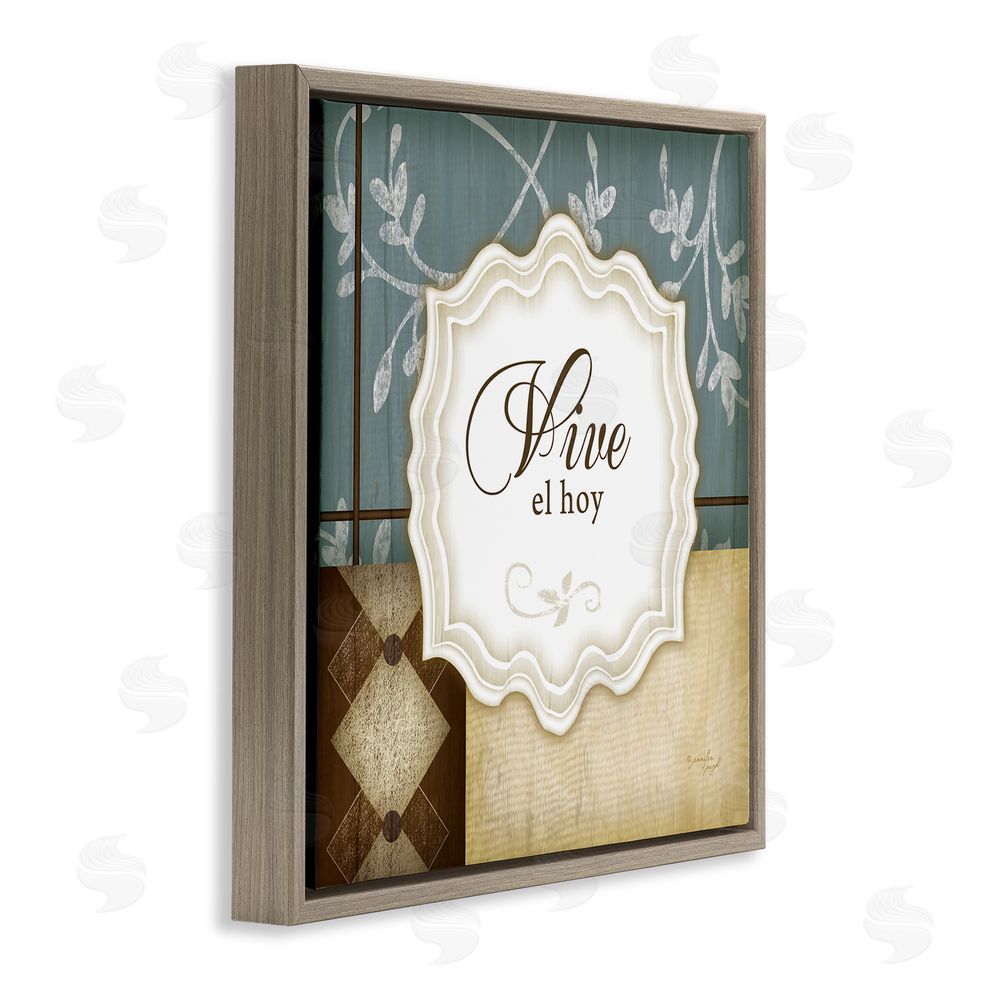 Jennifer Pugh Vive el Hoy Tradicional Brown Floating Frame Canvas Wall Art Print