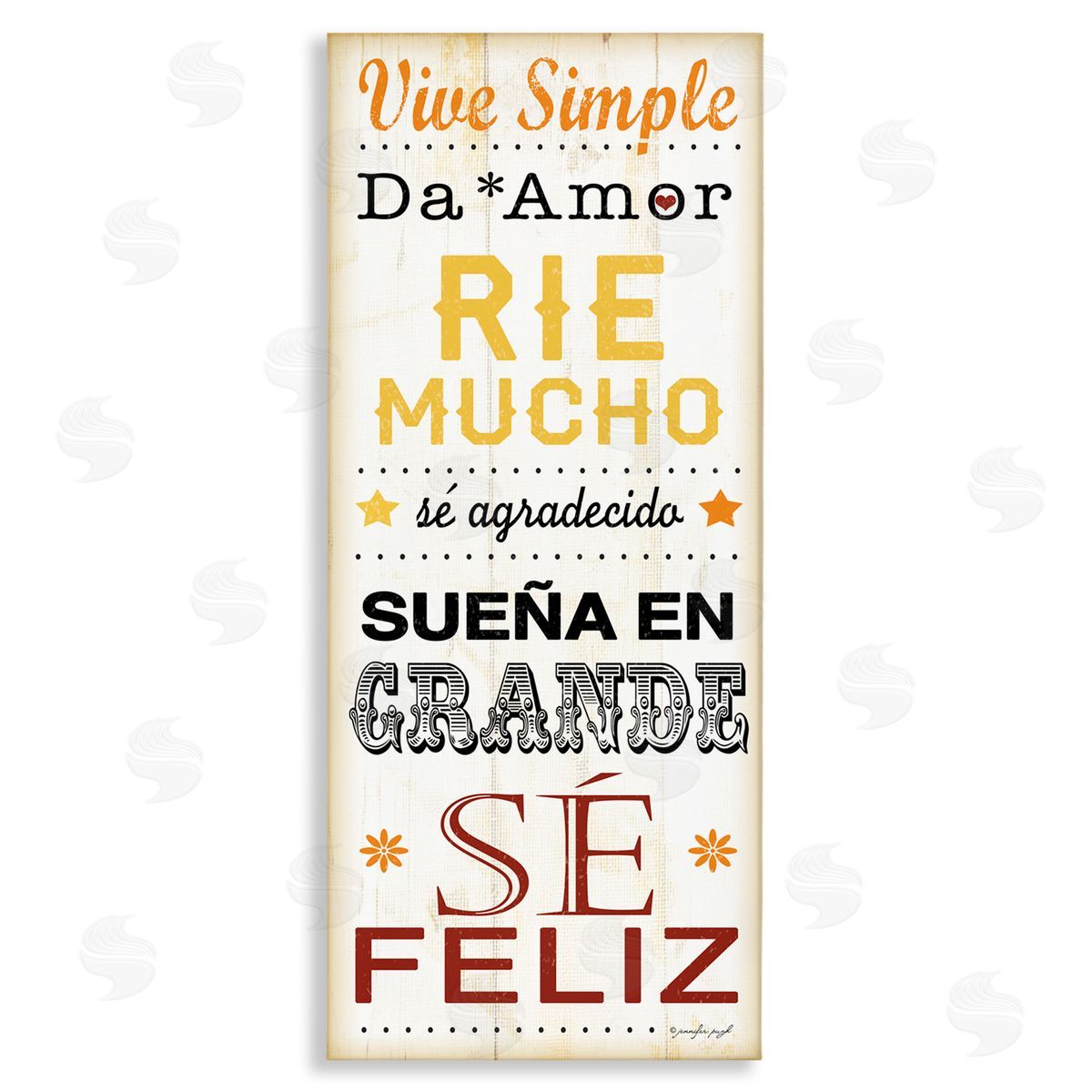Jennifer Pugh Vive Simple Ríe Mucho Canvas Wall Art Print