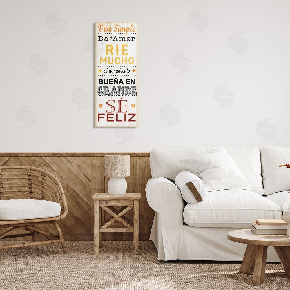 Jennifer Pugh Vive Simple Ríe Mucho Canvas Wall Art Print in Room