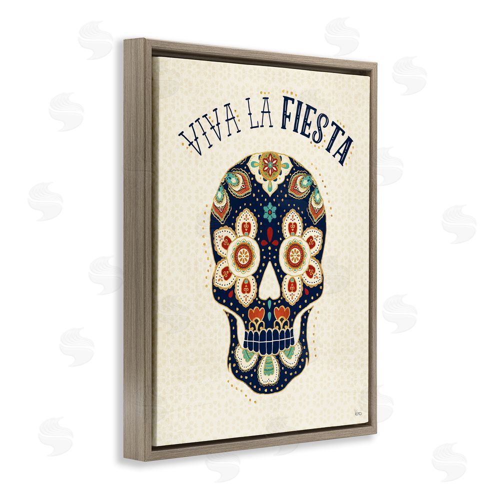 Veronique Charron Viva la Fiesta Calavera Brown Floating Frame Canvas Wall Art Print