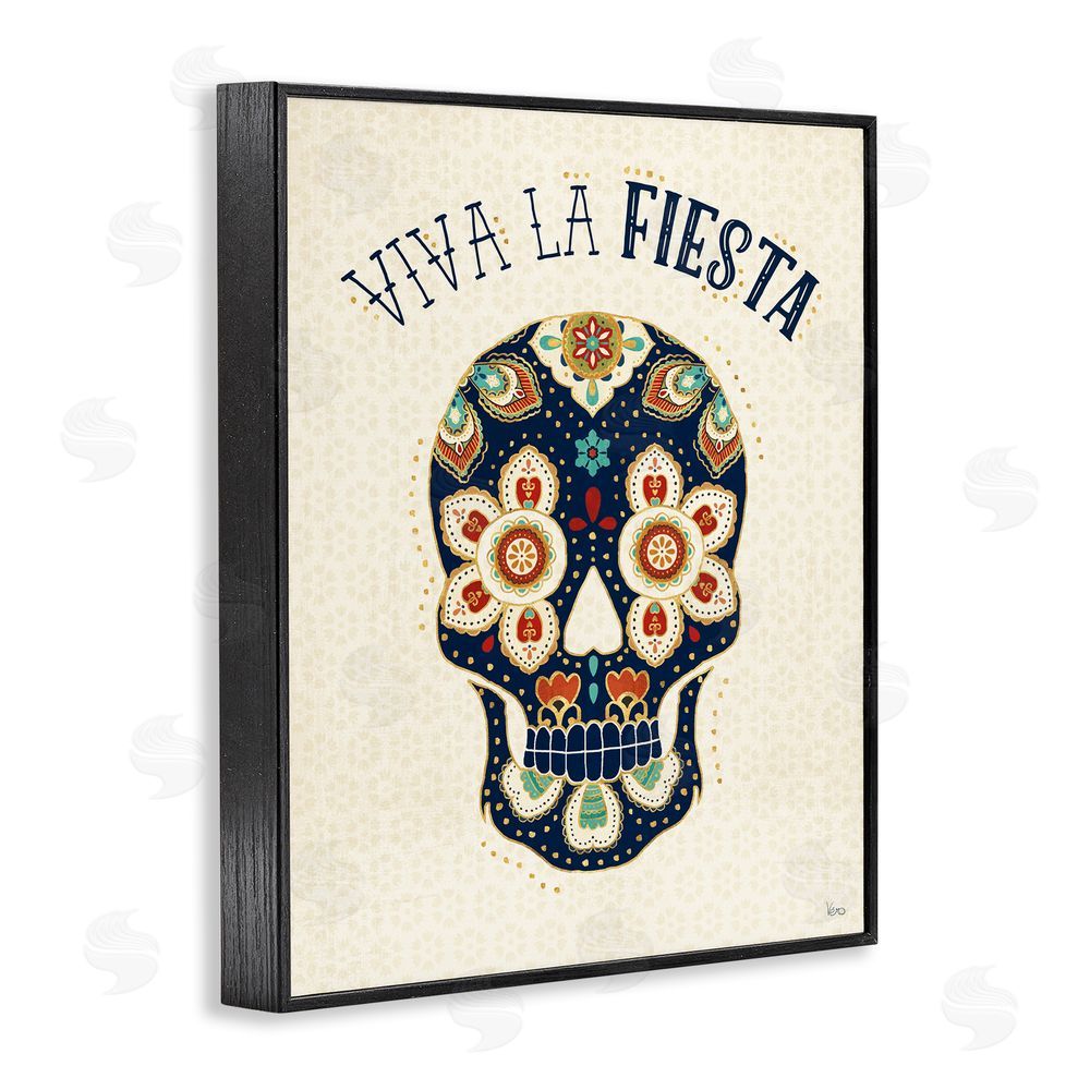 Veronique Charron Viva la Fiesta Calavera Black Framed Giclee Wall Art Print