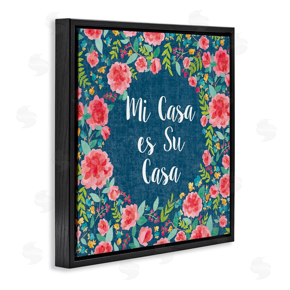 Harriet Sussman Su Casa Flores Rosas Black Floating Frame Canvas Wall Art Print