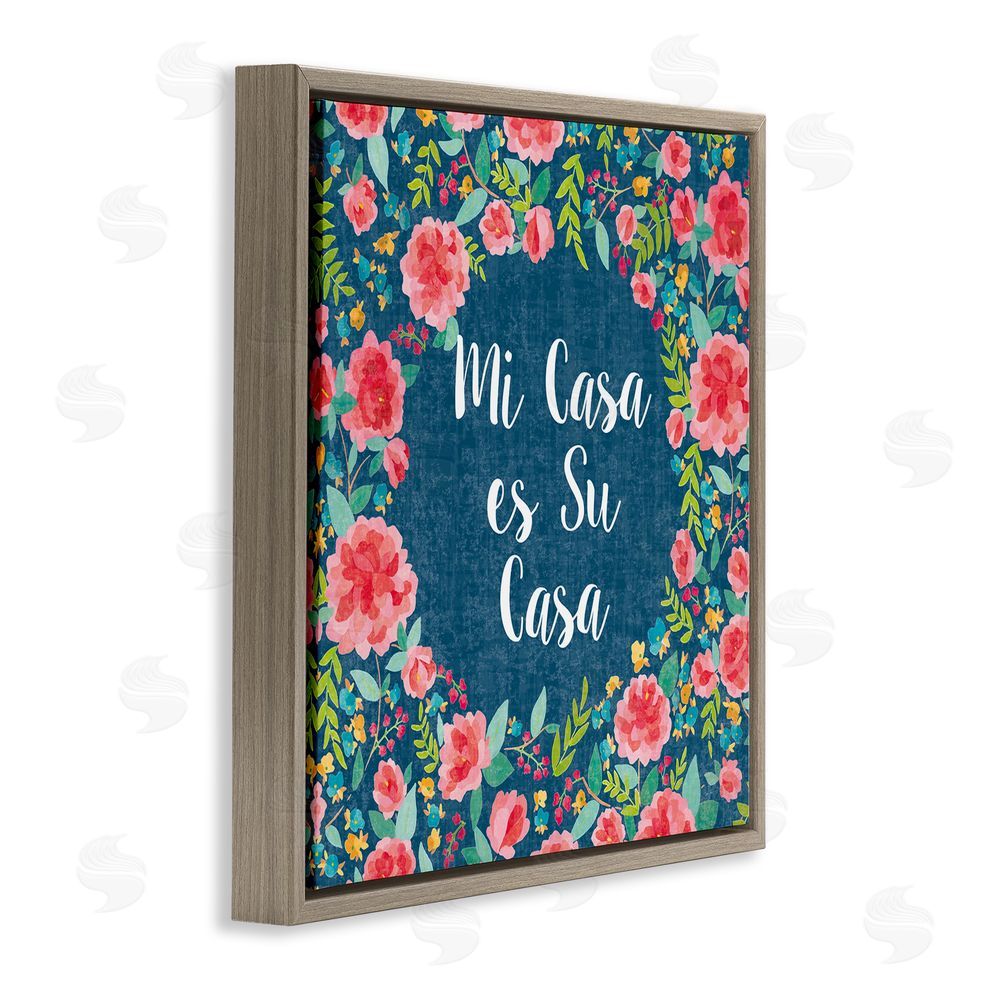 Harriet Sussman Su Casa Flores Rosas Brown Floating Frame Canvas Wall Art Print