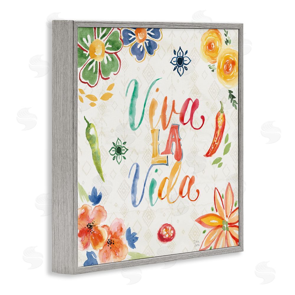 Dina June Viva La Vida Celebración Gray Framed Giclee Wall Art Print