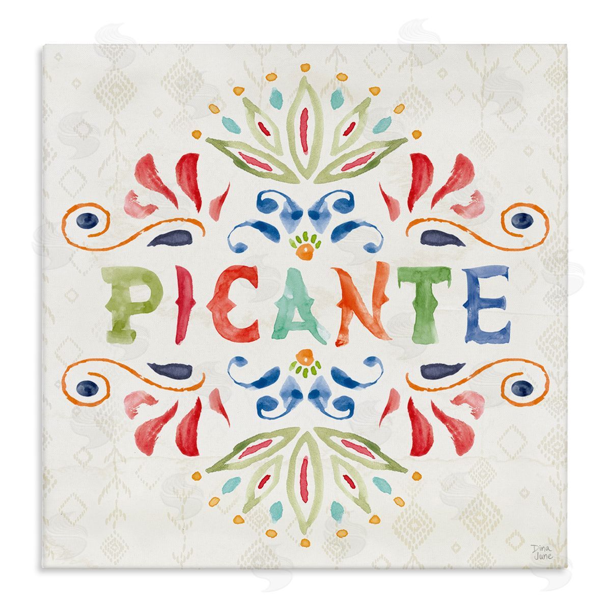 Dina June Picante con Patrón Vibrante Canvas Wall Art Print