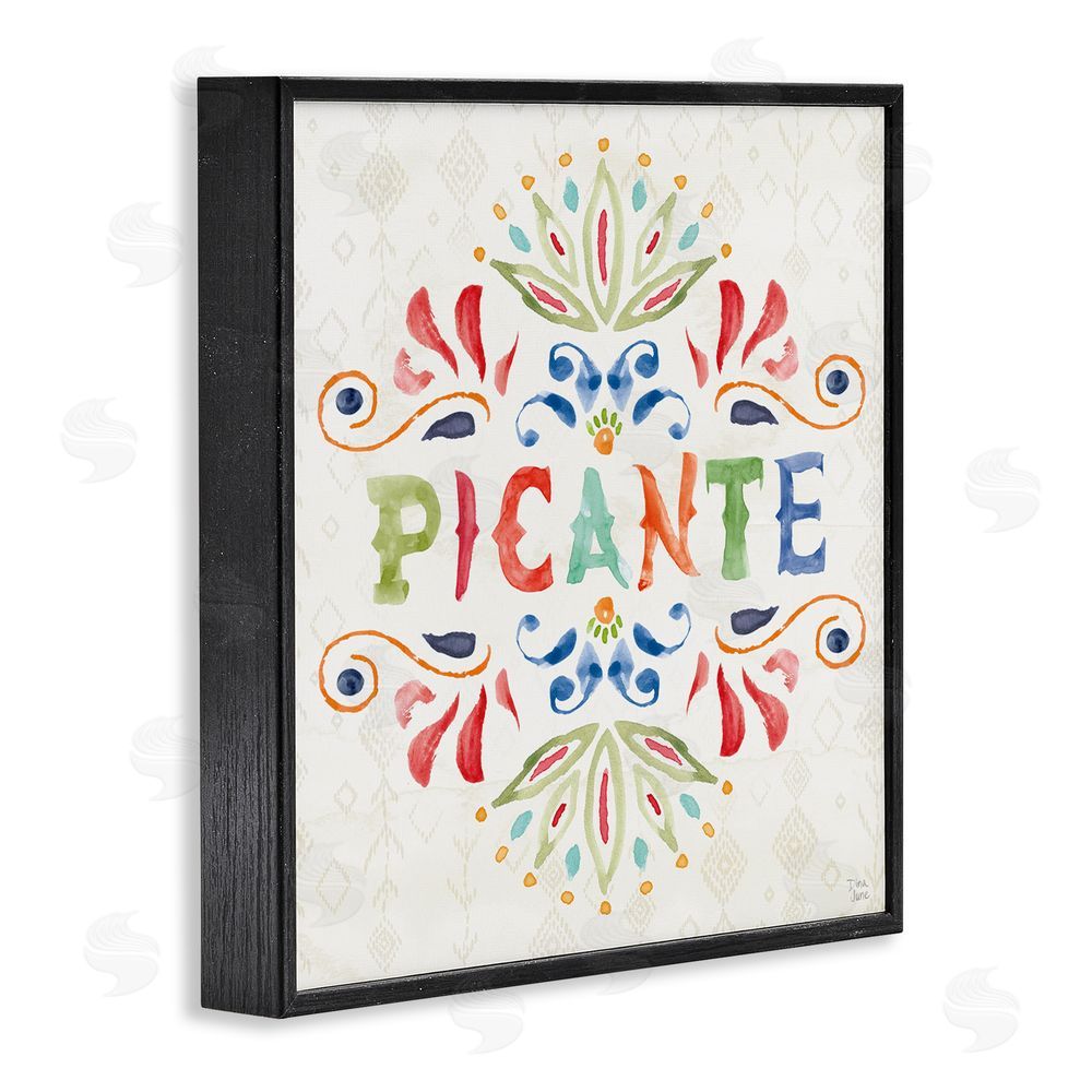 Dina June Picante con Patrón Vibrante Black Framed Giclee Wall Art Print