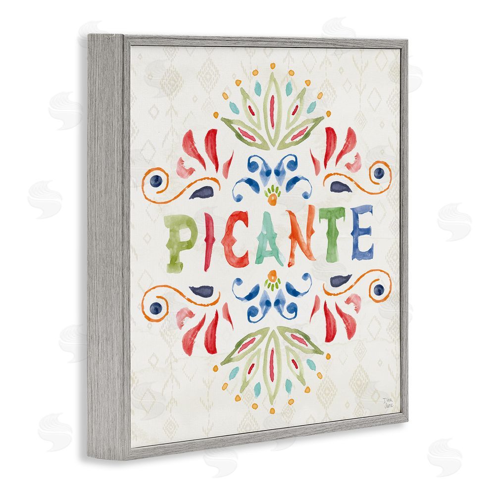 Dina June Picante con Patrón Vibrante Gray Framed Giclee Wall Art Print