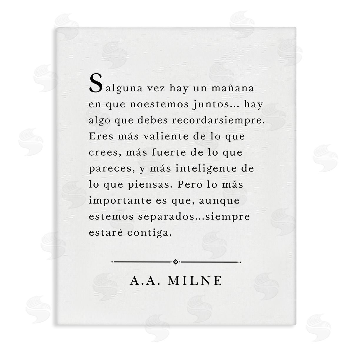 Lettered and Lined Siempre Contigo - A.A. Milne Canvas Wall Art Print