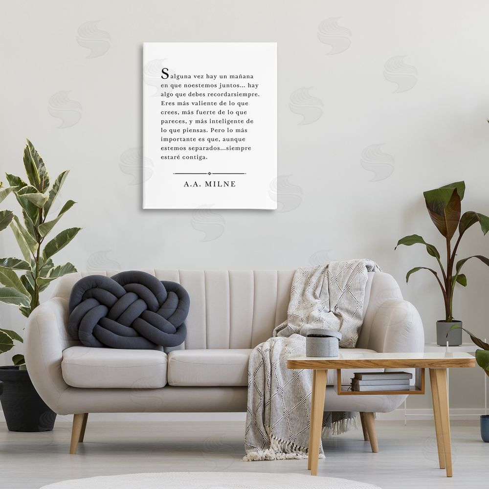 Lettered and Lined Siempre Contigo - A.A. Milne Canvas Wall Art Print in Room