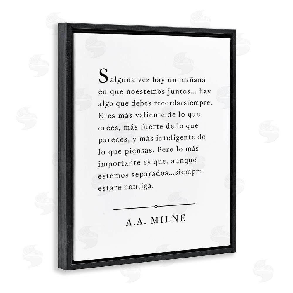 Lettered and Lined Siempre Contigo - A.A. Milne Black Floating Frame Canvas Wall Art Print