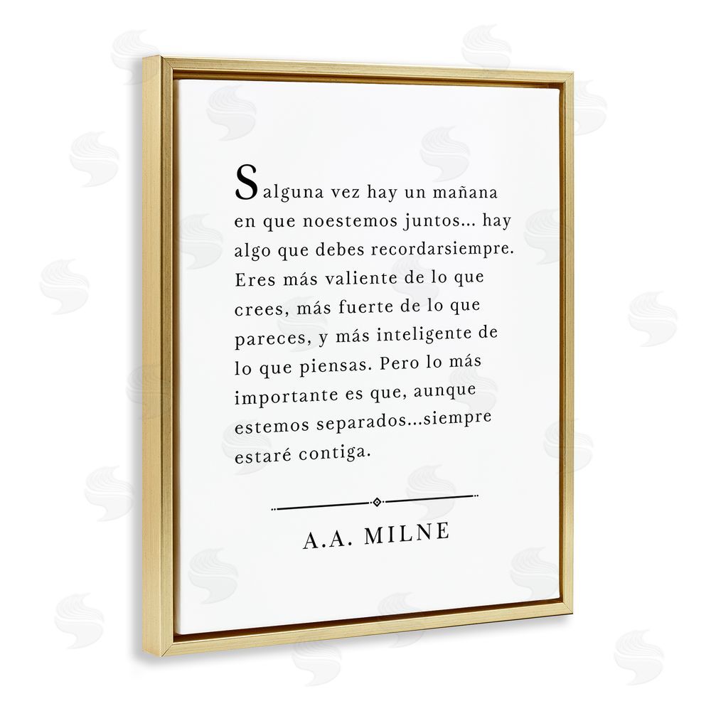 Lettered and Lined Siempre Contigo - A.A. Milne Gold Floating Frame Canvas Wall Art Print