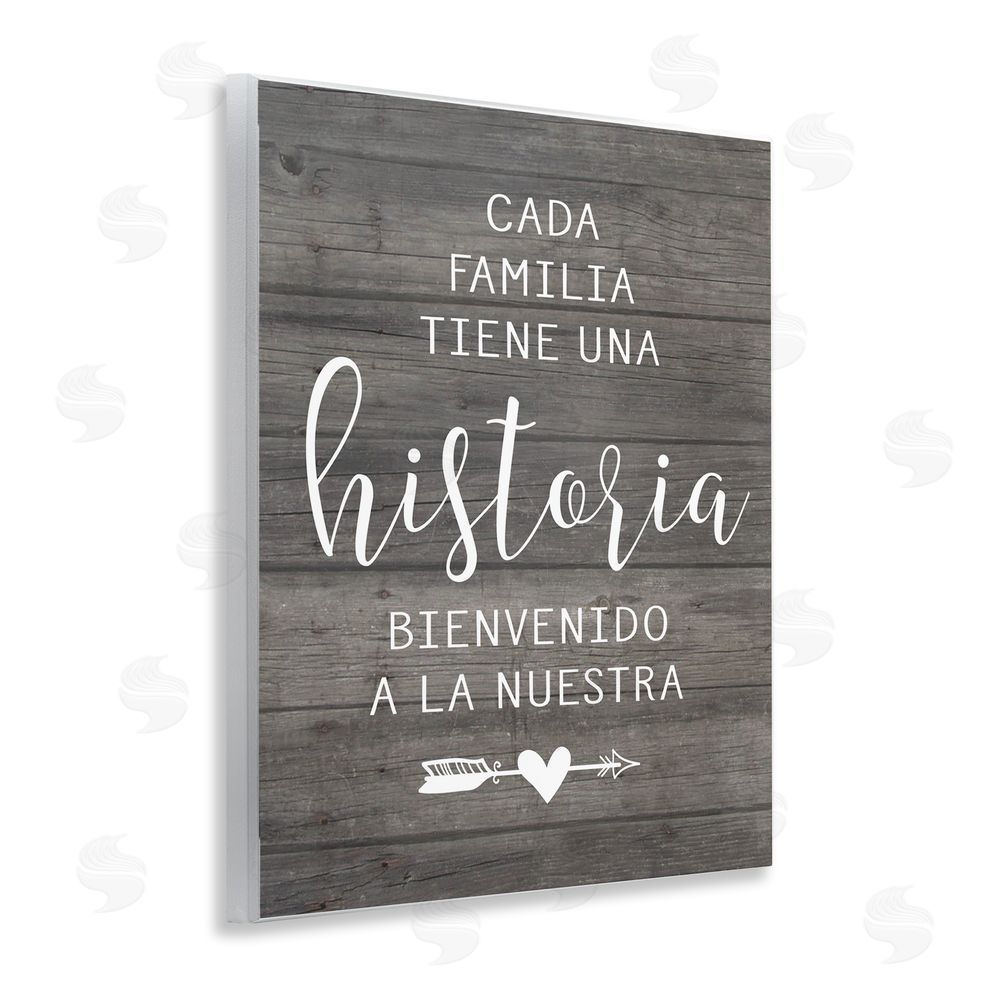 Lettered and Lined Nuestra Historia Familiar Wooden Wall Plaque Art Print