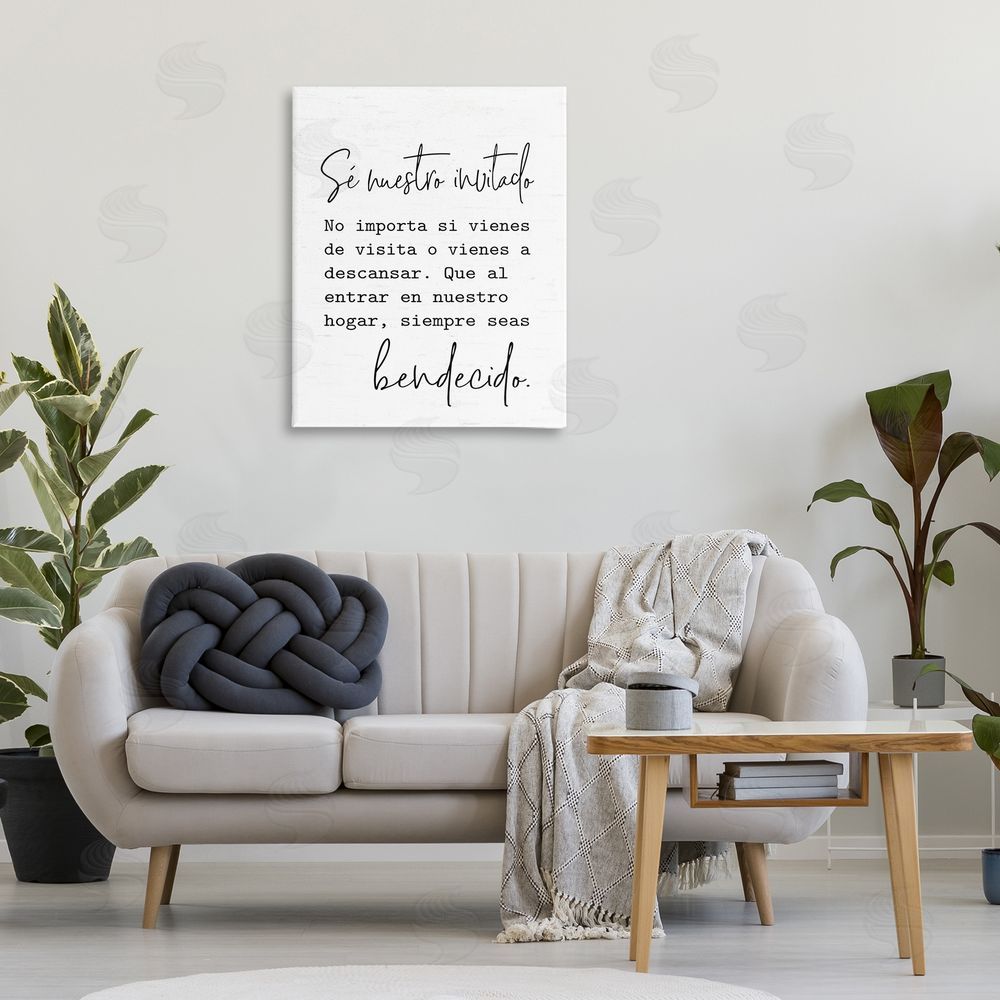 Lettered and Lined Se Nuestro Invitado Canvas Wall Art Print in Room