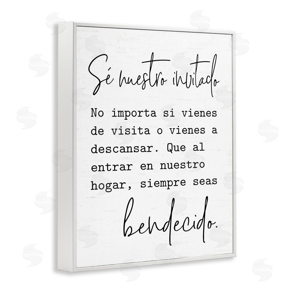 Lettered and Lined Se Nuestro Invitado White Framed Giclee Wall Art Print