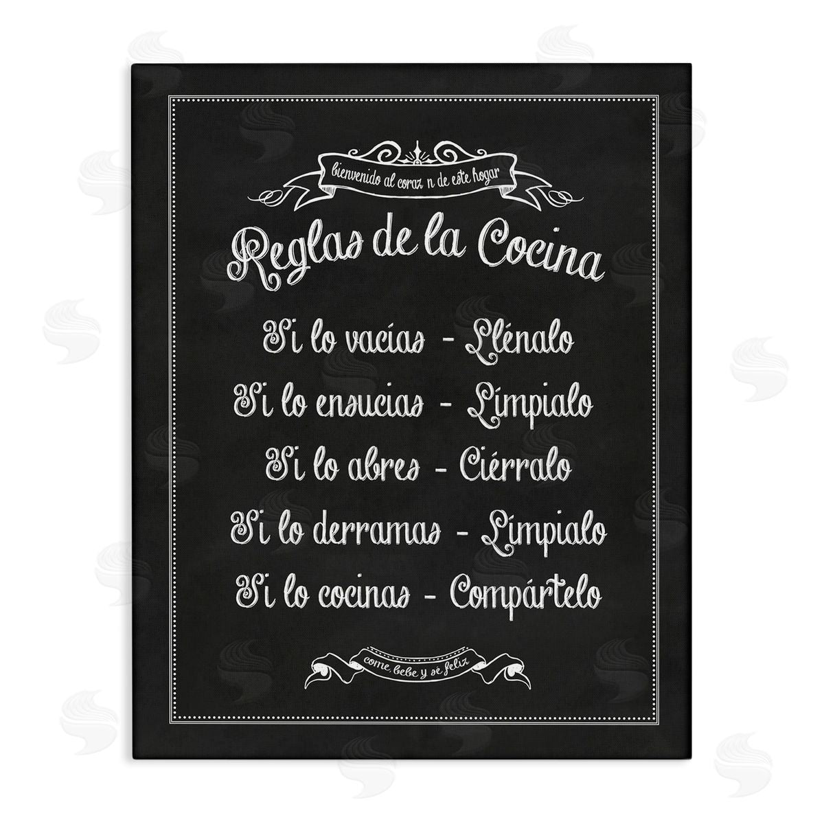 Lettered and Lined Reglas de la Cocina Canvas Wall Art Print
