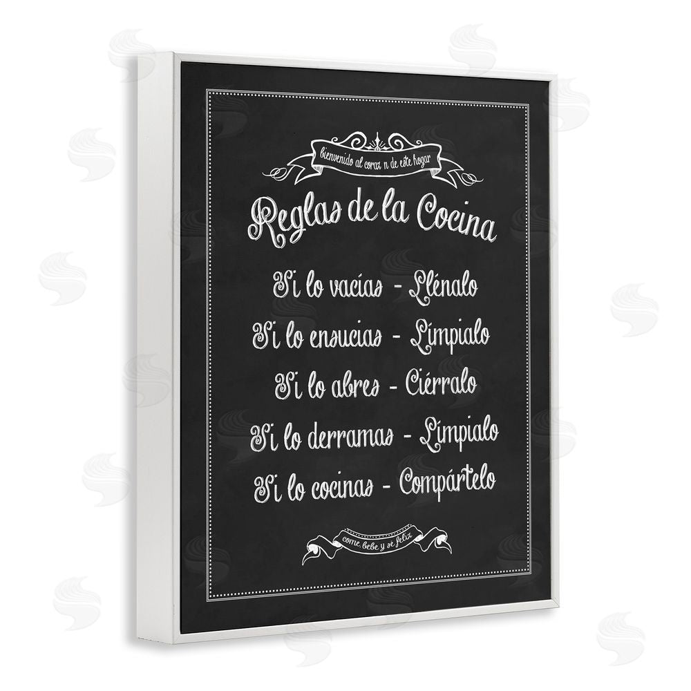Lettered and Lined Reglas de la Cocina White Framed Giclee Wall Art Print