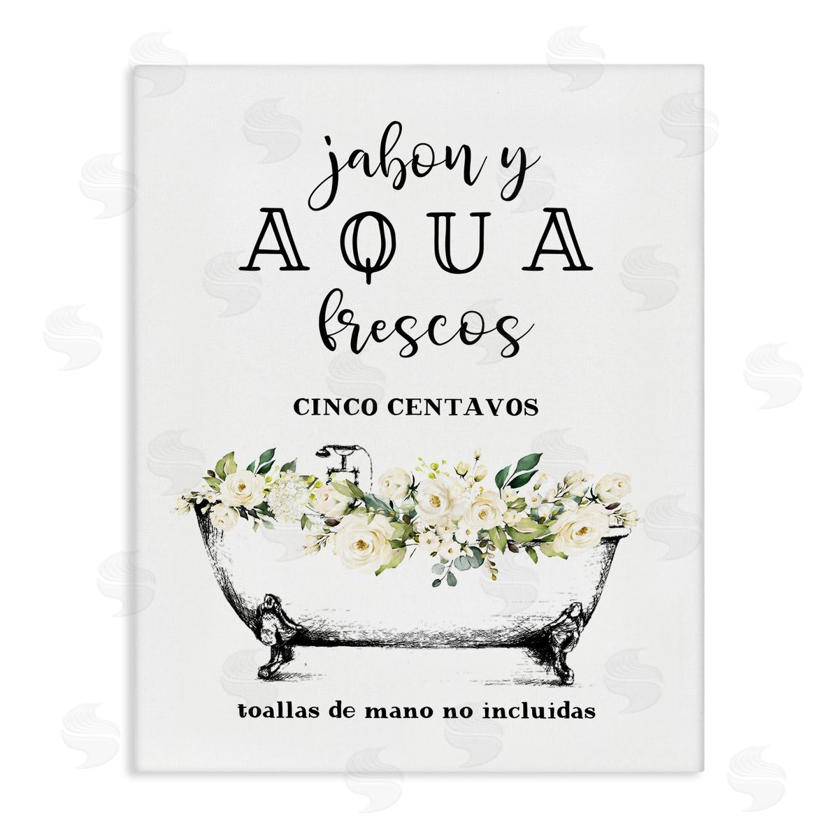 Lettered and Lined Jabón y Aqua Frescos Canvas Wall Art Print