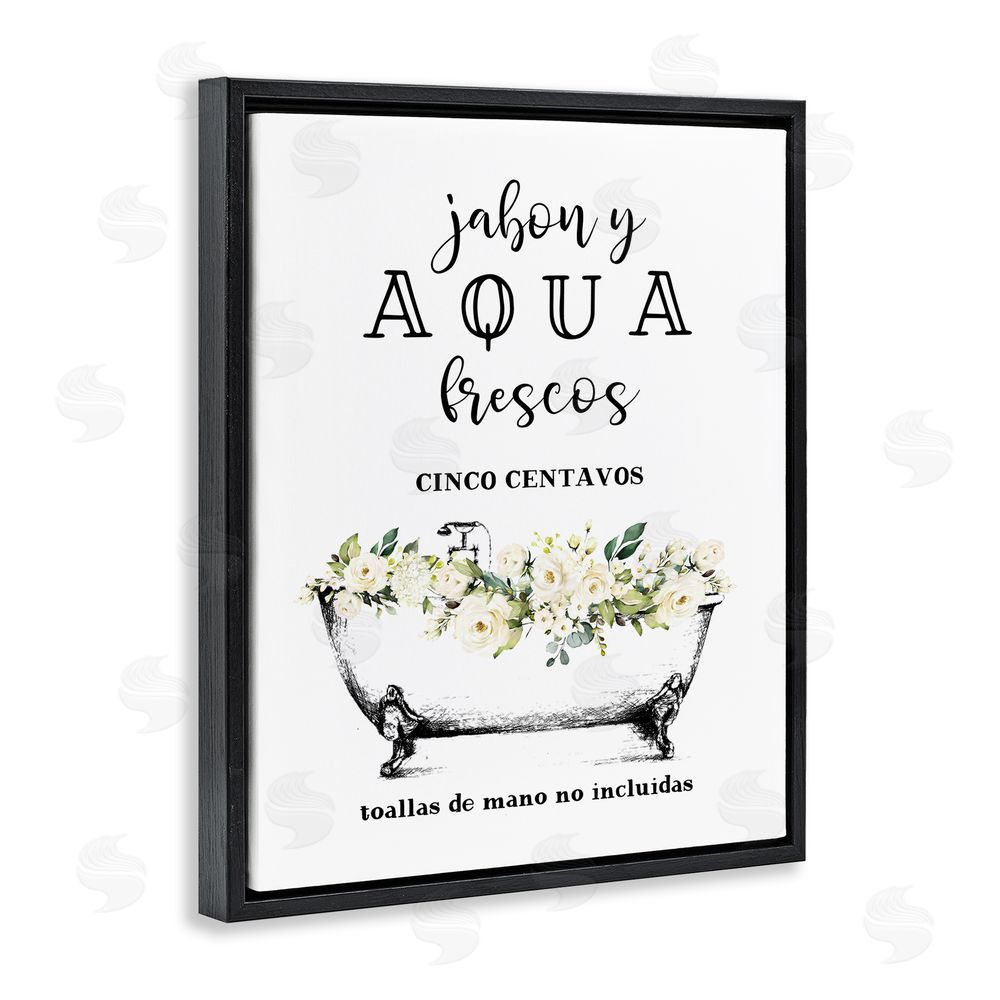Lettered and Lined Jabón y Aqua Frescos Black Floating Frame Canvas Wall Art Print