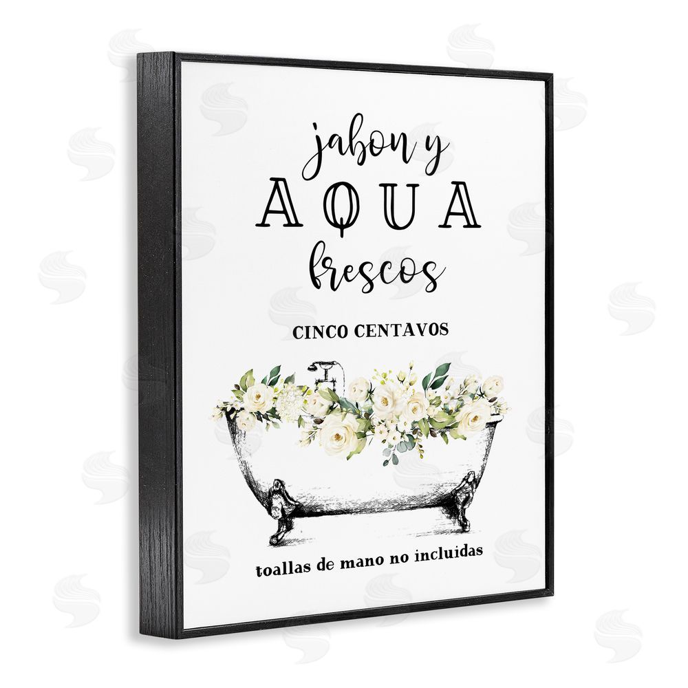 Lettered and Lined Jabón y Aqua Frescos Black Framed Giclee Wall Art Print