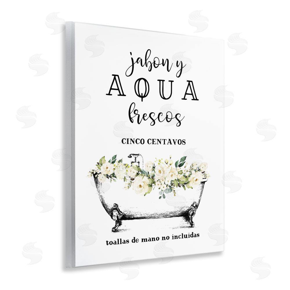 Lettered and Lined Jabón y Aqua Frescos Wooden Wall Plaque Art Print