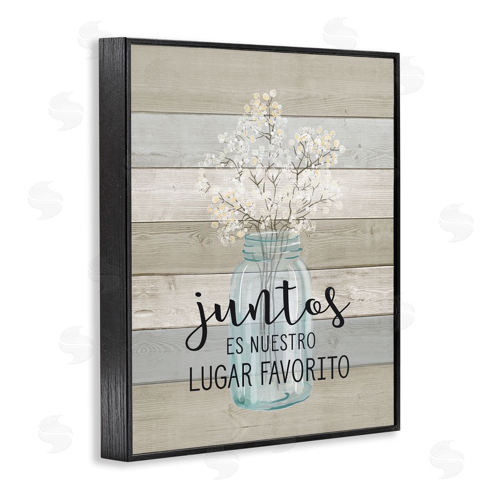 Lettered and Lined Juntos, Nuestro Lugar Favorito Black Framed Giclee Wall Art Print