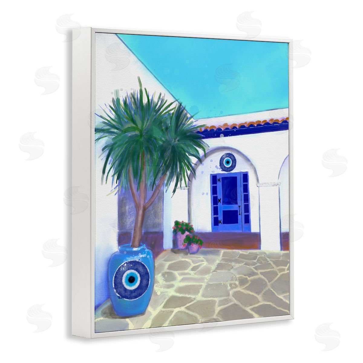 Tranquil Tropical Villa White Frame Print Wall Art, Home Decor by Matthew Piotrowicz