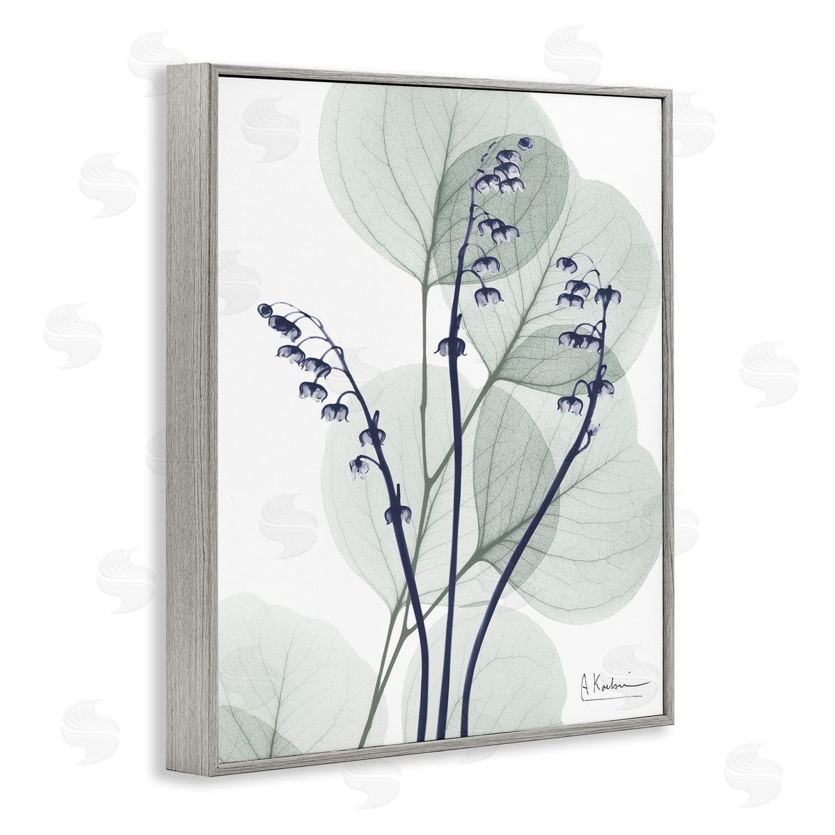 Serene Modern Eucalyptus Grey Frame Print Wall Art, Home Decor by Albert Koetsier