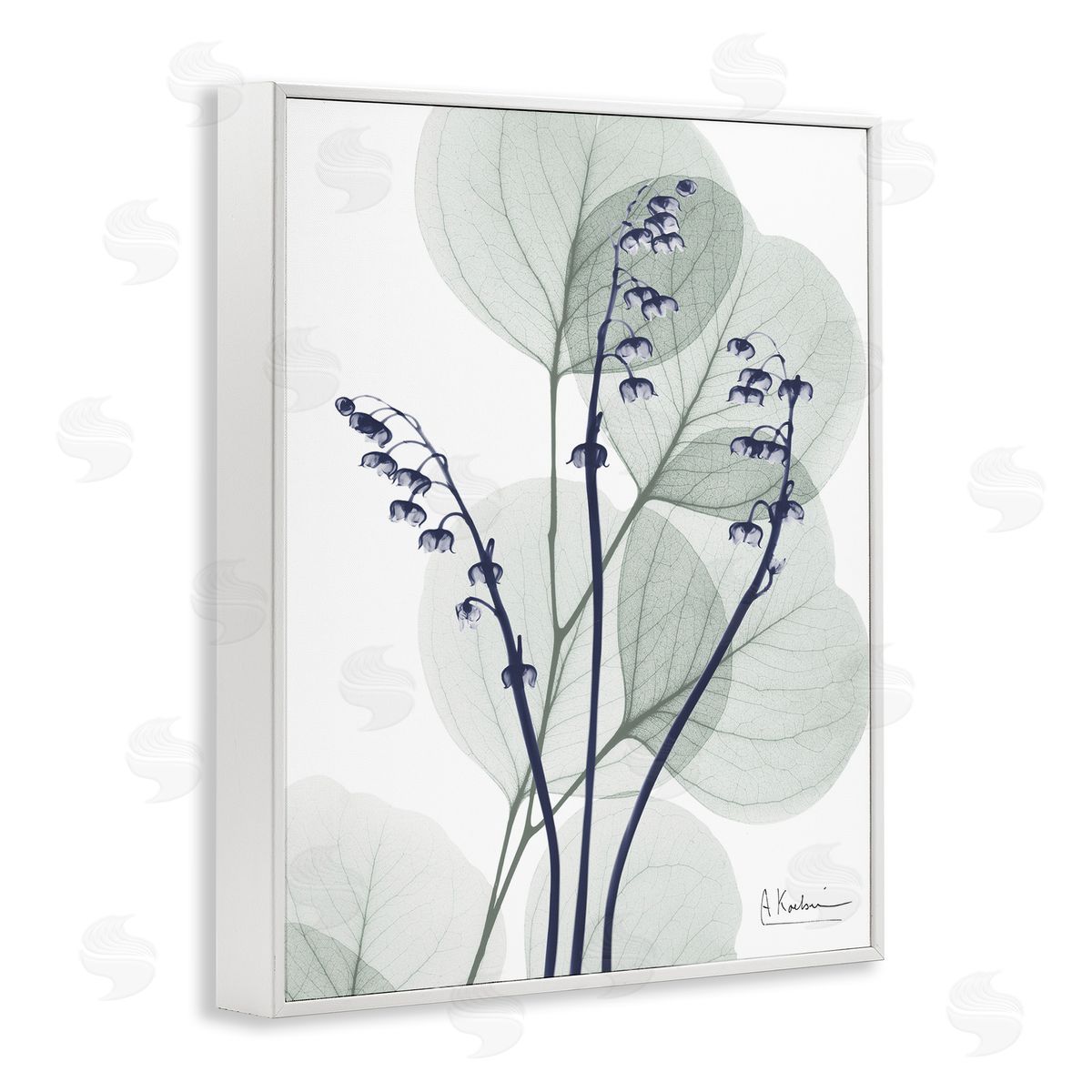 Serene Modern Eucalyptus White Frame Print Wall Art, Home Decor by Albert Koetsier