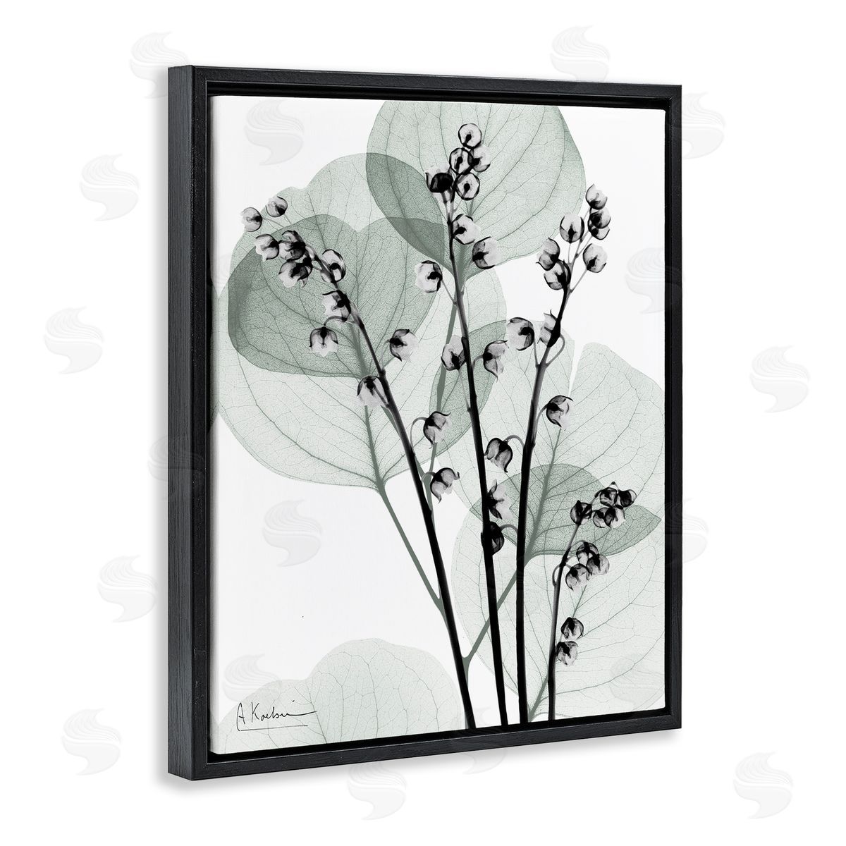 Fresh Minimalist Herbs Black Floating Frame Canvas Wall Art, Home Decor by Albert Koetsier