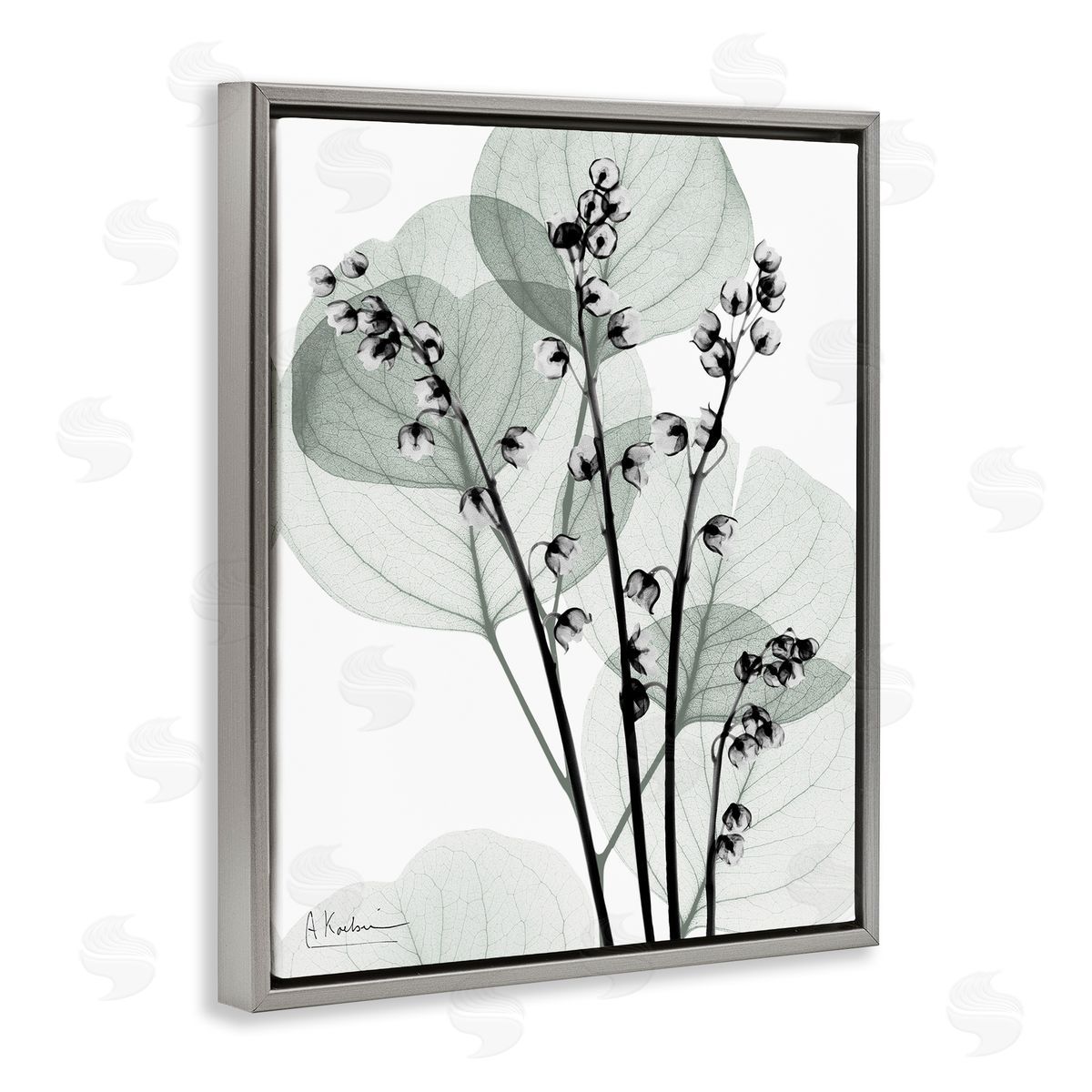 Fresh Minimalist Herbs Grey Floating Frame Canvas Wall Art, Home Decor by Albert Koetsier