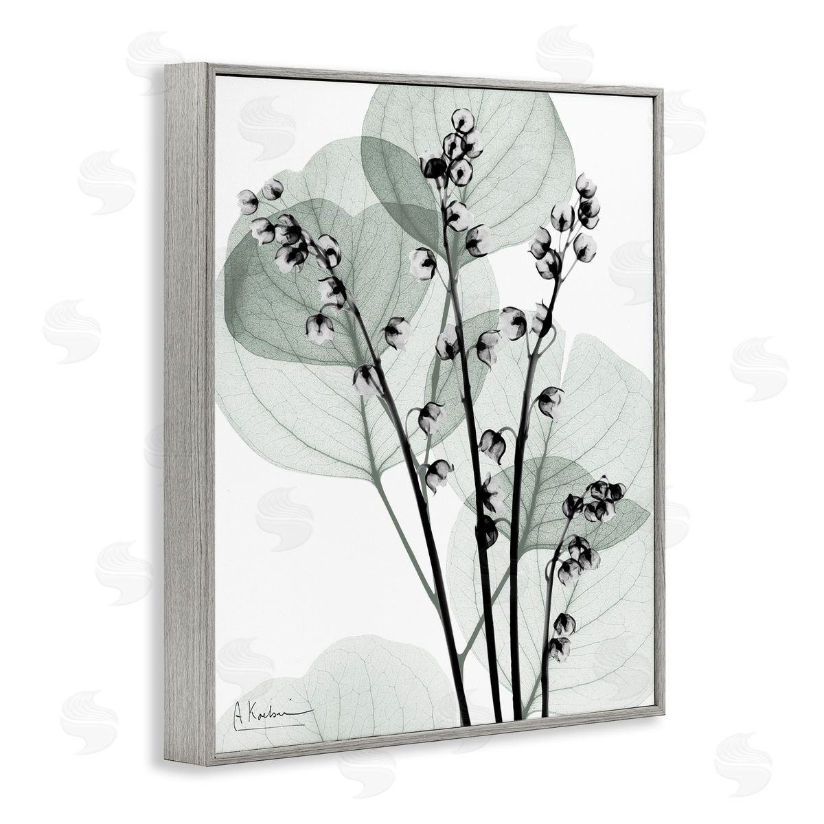 Fresh Minimalist Herbs Grey Frame Print Wall Art, Home Decor by Albert Koetsier